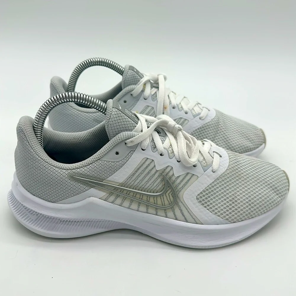 Nike Women's Downshifter 11 Athletic Sneakers White/Metallic Silver Size 7.5